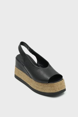 SKD-043 Siyah Platform Comfort Sandalet