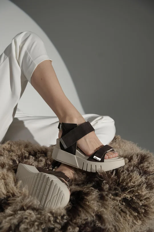SKD-012 Smart Kahverengi Süet Kadın Sandalet