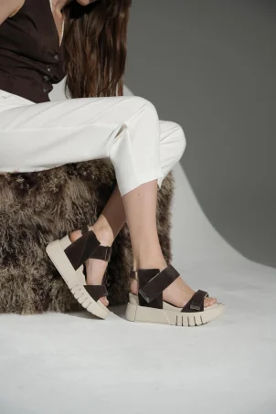 SKD-012 Smart Kahverengi Süet Kadın Sandalet