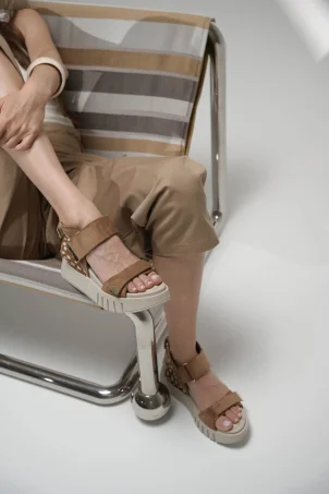 SKD-012 Smart Taba Bambi Süet Kadın Sandalet