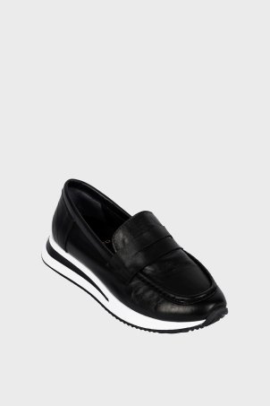 SKL-019 Siyah Deri Kadın Loafer Ayakkabı