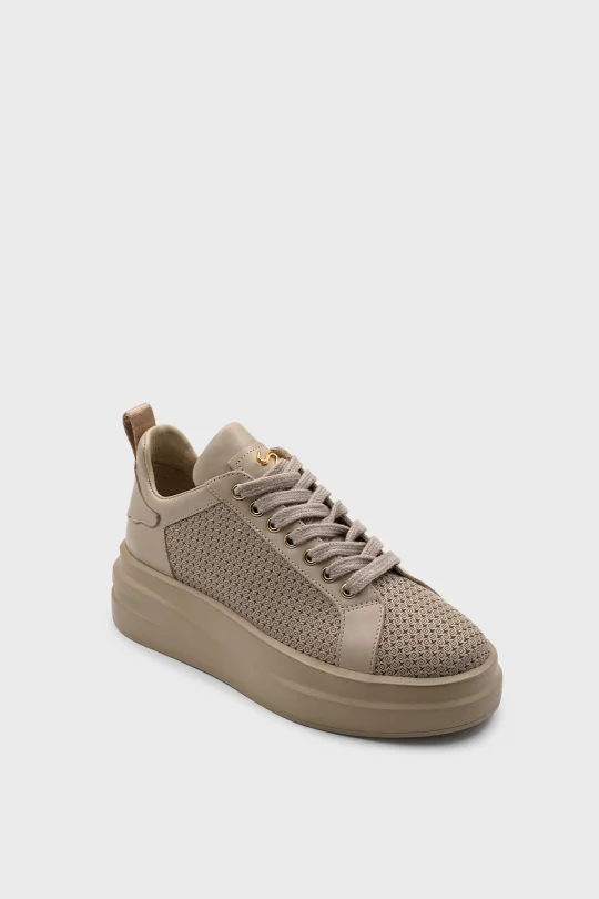 SKS-033 Nude Deri Kadın Sneaker