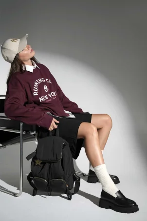 SCS-002 Siyah Paraşüt Kumaş Kadın Sırt Çantası