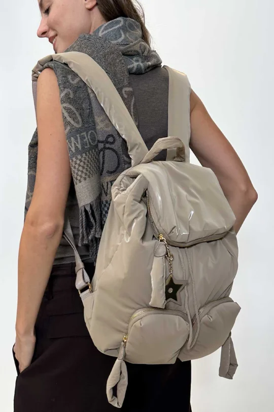 SCS-002 Bej Paraşüt Kumaş Kadın Sırt Çantası