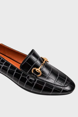 SKL-026 Siyah Croco Kadın Babet