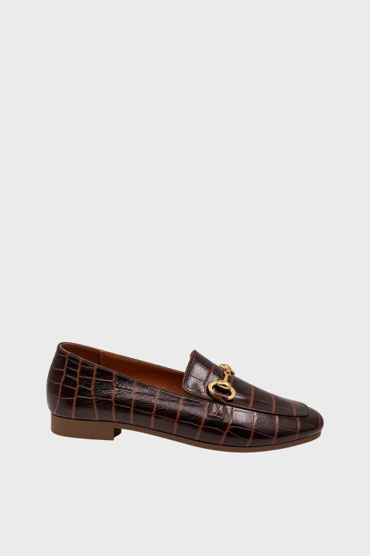 SKL-026 Kahverengi Croco Kadın Babet