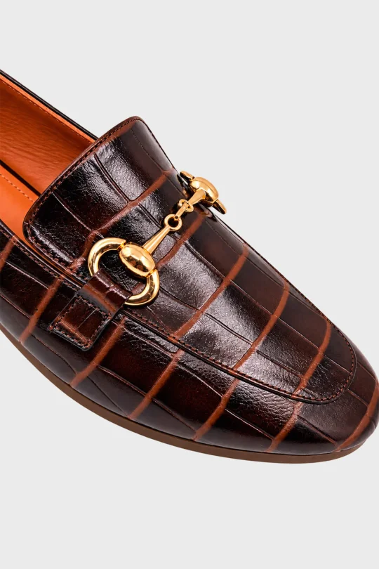 SKL-026 Kahverengi Croco Kadın Babet