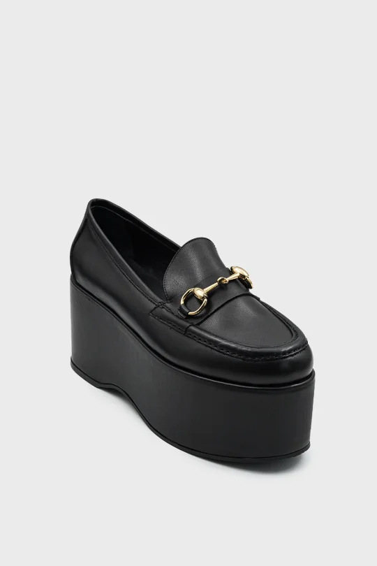 SKL-032 Siyah Yüksek Platform Kadın Loafer