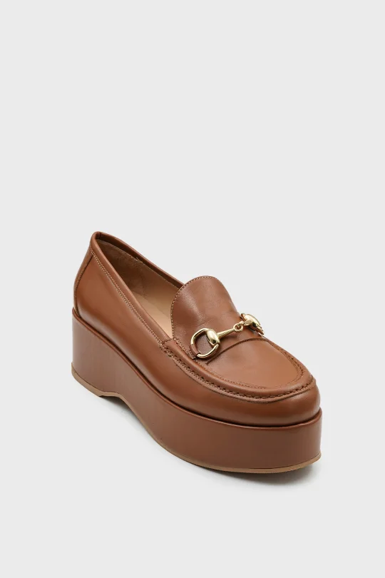 SKL-034 Taba Kadın Alçak Platform Loafer