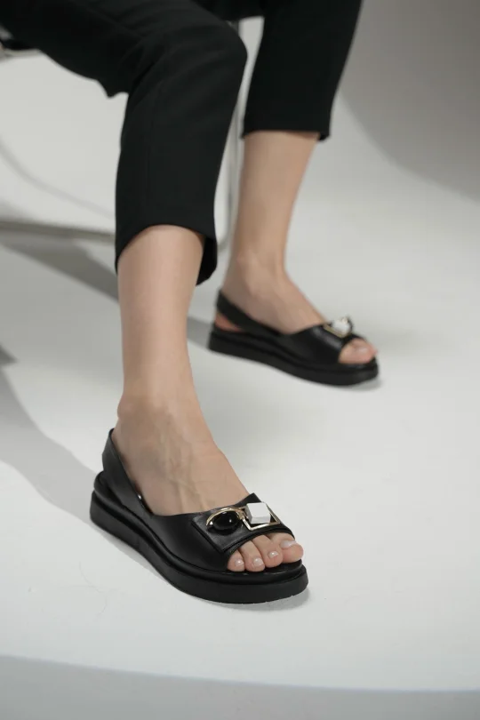 SKD-035 Siyah Tokalı Comfort Sandalet