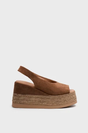 SKD-043 Taba Süet Platform Comfort Sandalet