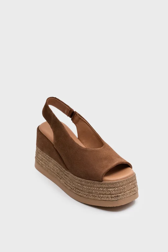 SKD-043 Taba Süet Platform Comfort Sandalet