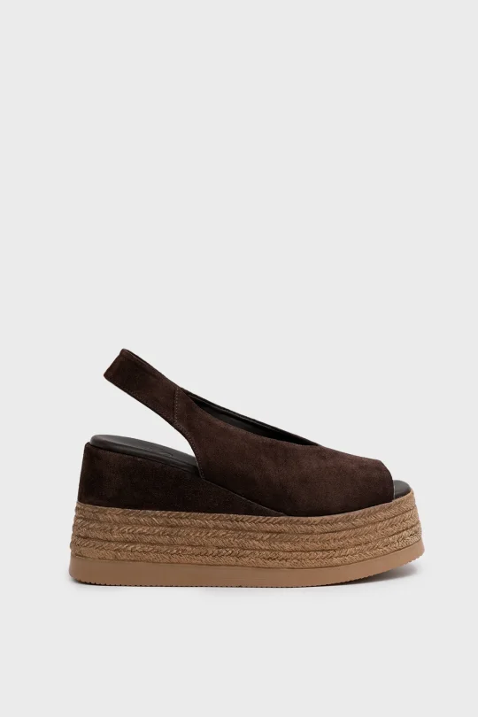 SKD-043 Kahverengi Süet Platform Comfort Sandalet