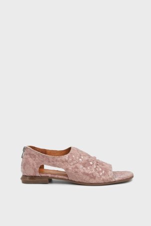 SKL-042 Powder Open-Toe Flats with Back Zipper