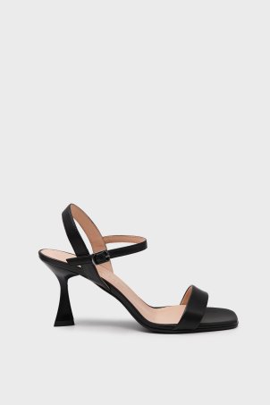 SKT-072 Black Ankle Strap Single Band Heeled Shoes