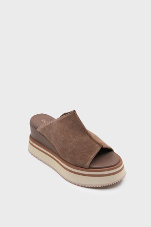 SKK-065 Tan Suede Platform Base Slipper