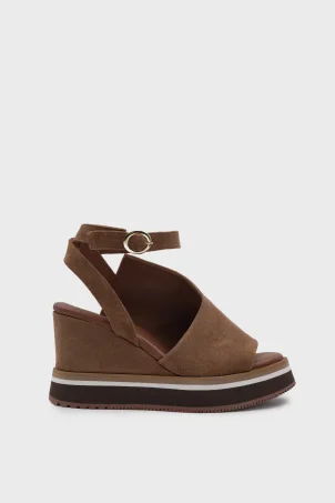 SKD-047 Taba Süet Platform Tabanlı Sandalet
