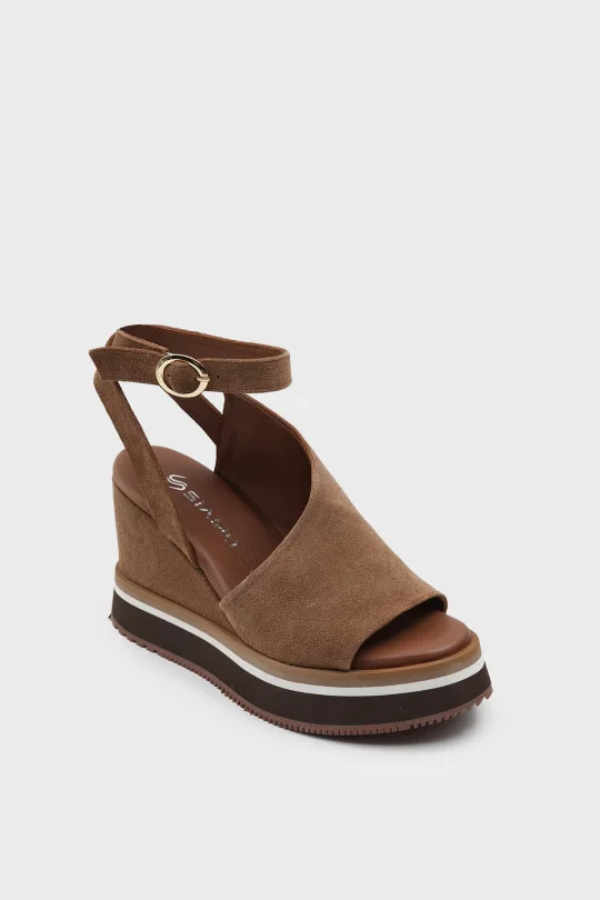 SKD-047 Taba Süet Platform Tabanlı Sandalet