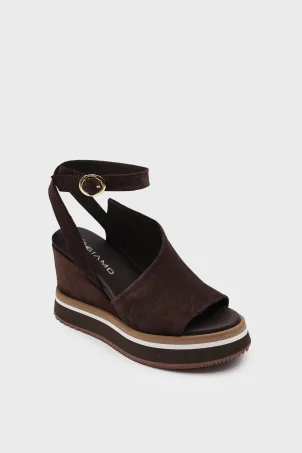 SKD-047 Kahverengi Süet Platform Tabanlı Sandalet