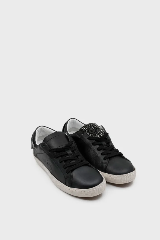 SKS-051 Siyah Deri Steaker Comfort Sneaker