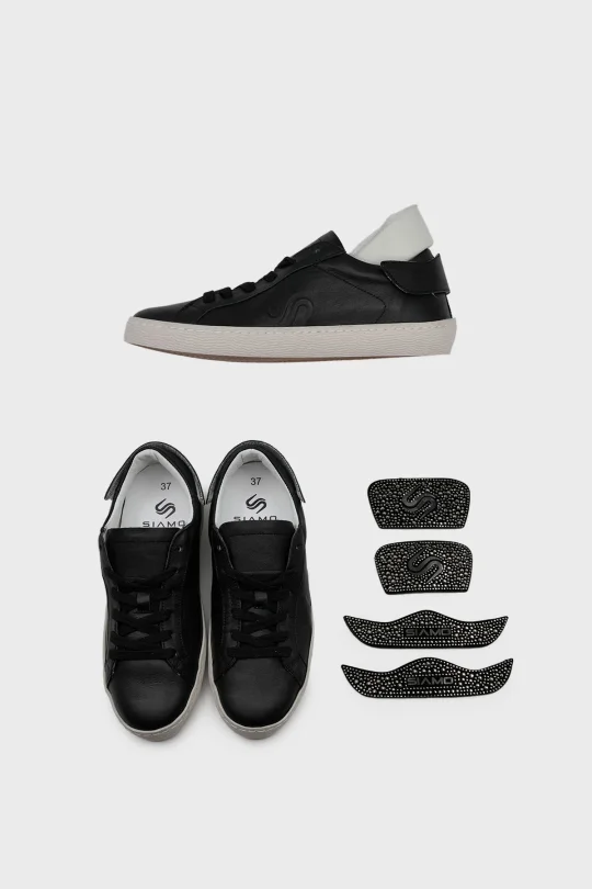 SKS-051 Siyah Deri Steaker Comfort Sneaker