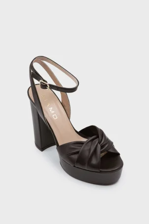 SKT-076 Kahverengi Deri Platform Topuklu Konfor Ayakkabı