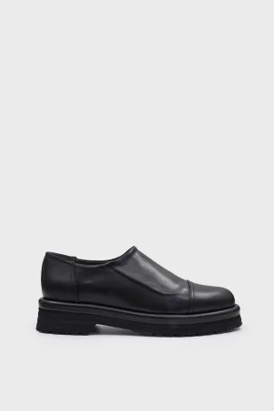 SKL-045 Siyah Deri Stretch Kadın Loafer