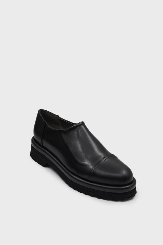 SKL-045 Siyah Deri Stretch Kadın Loafer