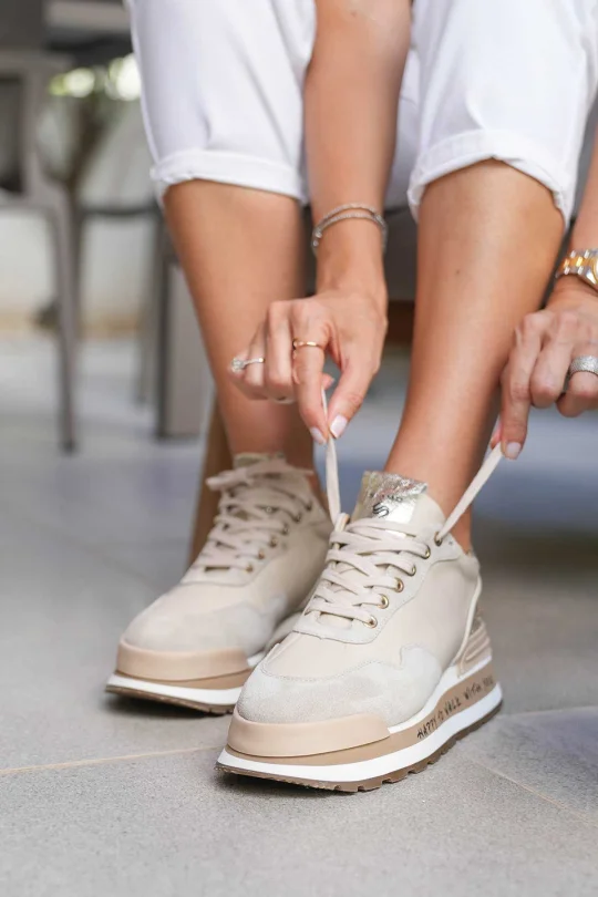 SKS-055 Nude Kadın Deri Sneaker