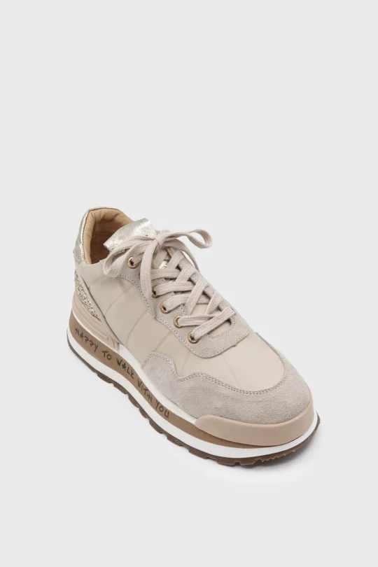 SKS-055 Nude Kadın Deri Sneaker