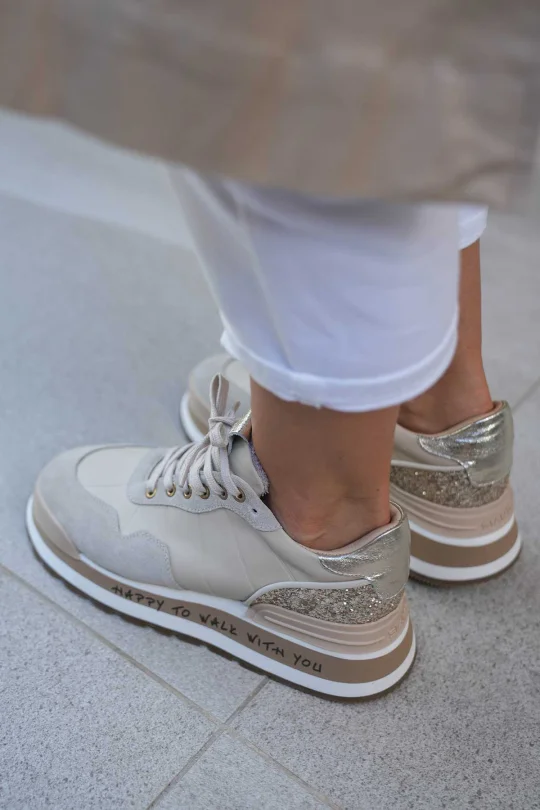 SKS-055 Nude Kadın Deri Sneaker