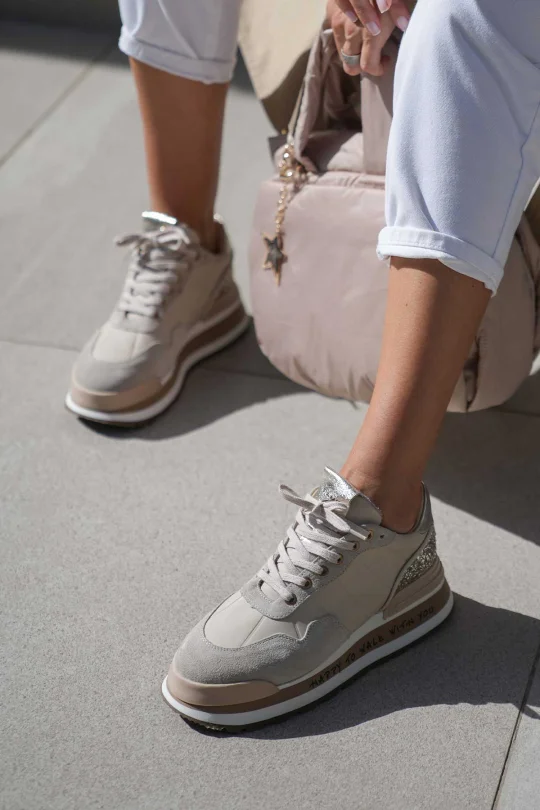 SKS-055 Nude Kadın Deri Sneaker