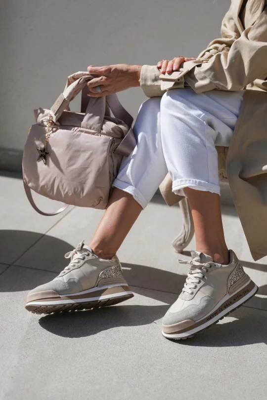 SKS-055 Nude Kadın Deri Sneaker