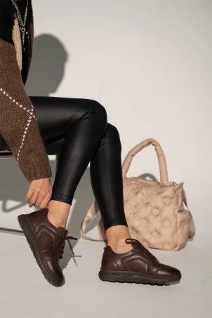 SKS-058 Kahverengi Deri Kadın Ayakkabı