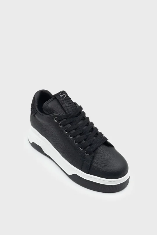 SKS-059 Siyah Deri Kadın Sneaker