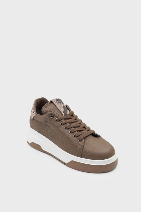 SKS-059 Haki Deri Kadın Sneaker