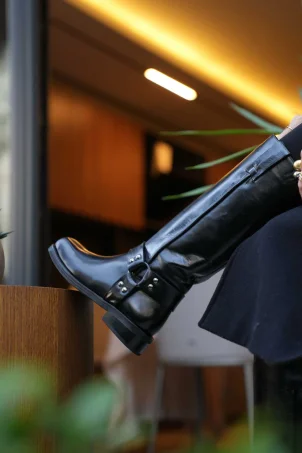 SKC-013 Siyah Deri Kadın Çizme