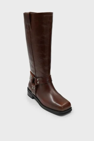 SKC-013 Kahverengi Deri Kadın Çizme