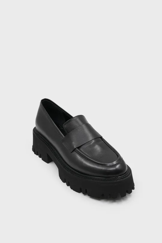SKL-049 Siyah Deri Kadın Loafer