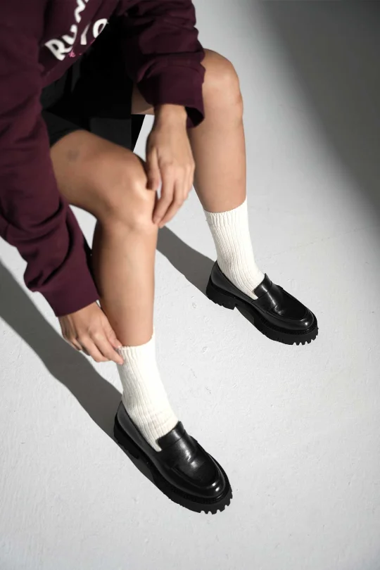 SKL-049 Siyah Deri Kadın Loafer