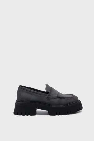 SKL-049 Gri Süet Kadın Loafer