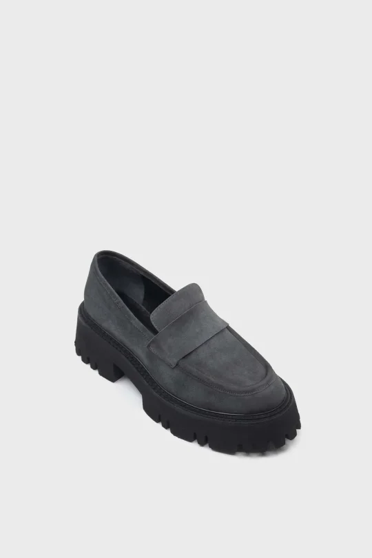 SKL-049 Gri Süet Kadın Loafer