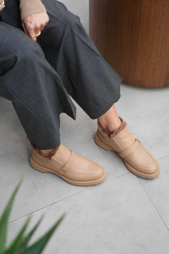 SKL-050 Nude Deri Kadın Loafer