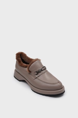 SKL-051 Vizon Deri Kadın Loafer