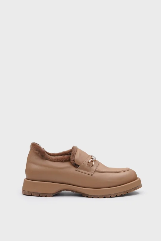 SKL-051 Nude Deri Kadın Loafer