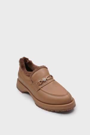 SKL-051 Nude Deri Kadın Loafer