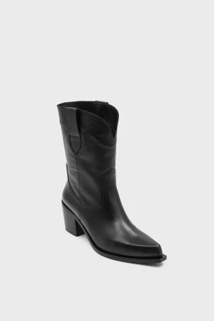 SKC-016 Siyah Deri Western Kadın Çizme