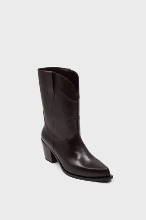 SKC-016 Kahverengi Deri Western Kadın Çizme