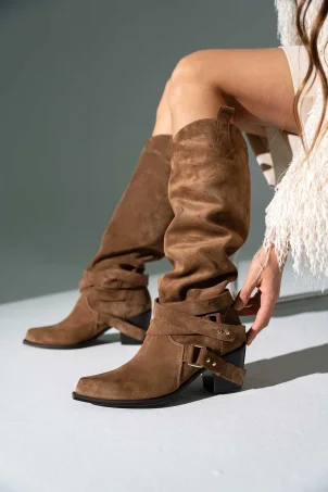 SKC-017 Taba Süet Kadın Çizme