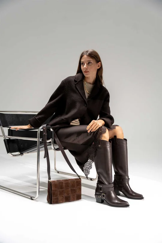 SKC-017 Kahverengi Deri Kadın Çizme